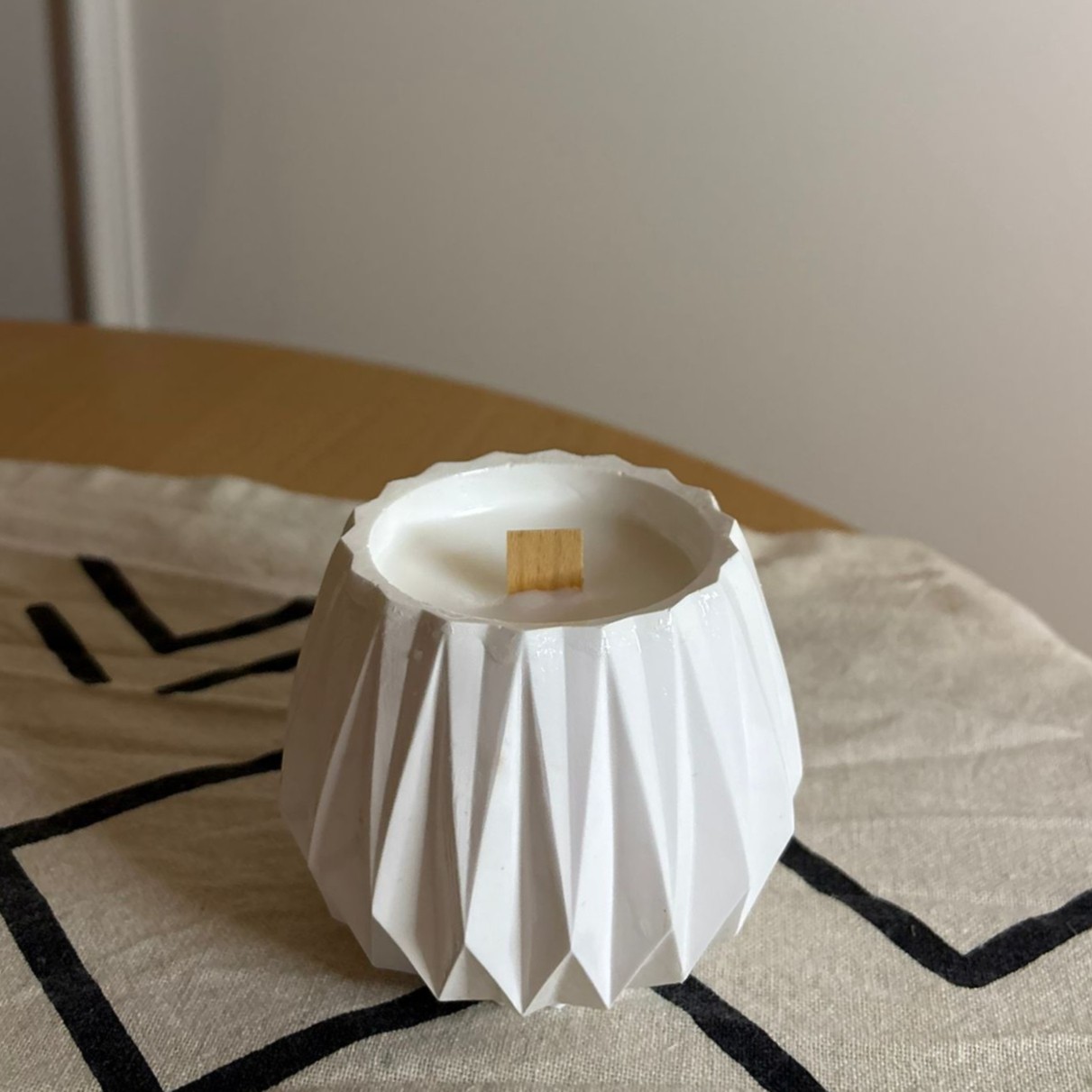Origami Ahşap Fitilli Soya Mum